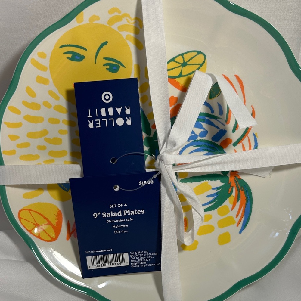 Roller Rabbit Colorful Salad Plates Set